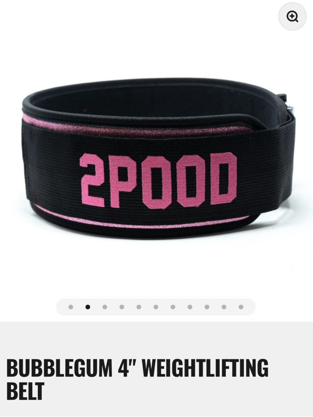 2POOD Bubblegum 4" Weightlifting Belt - Sparkle Pink with Black — XS